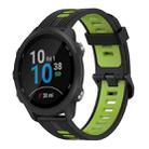 For Garmin Forerunner 245 20mm Vertical Pattern Two-Color Silicone Watch Band(Black+Green) - 1