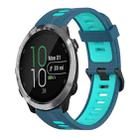 For Garmin Forerunner 645 20mm Vertical Pattern Two-Color Silicone Watch Band(Blue+Water Duck) - 1