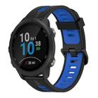 For Garmin Forerunner 245 Music 20mm Vertical Pattern Two-Color Silicone Watch Band(Black+Blue) - 1