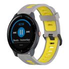 For Garmin Vivoactive 3 Music 20mm Vertical Pattern Two-Color Silicone Watch Band(Grey+Yellow) - 1