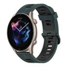 For Amazfit GTR 3 22mm Vertical Pattern Two-Color Silicone Watch Band(Olive Green + Black) - 1
