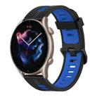 For Amazfit GTR 3 22mm Vertical Pattern Two-Color Silicone Watch Band(Black+Blue) - 1