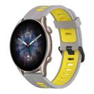 For Amazfit GTR 3 pro 22mm Vertical Pattern Two-Color Silicone Watch Band(Grey+Yellow) - 1