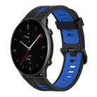 For Amazfit GTR 2e 22mm Vertical Pattern Two-Color Silicone Watch Band(Black+Blue) - 1