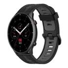 For Amazfit GTR 2 22mm Vertical Pattern Two-Color Silicone Watch Band(Black+Grey) - 1