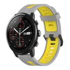 For Amazfit 3 22mm Vertical Pattern Two-Color Silicone Watch Band(Grey+Yellow) - 1