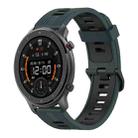 For Amazfit GTR 47mm 22mm Vertical Pattern Two-Color Silicone Watch Band(Olive Green + Black) - 1