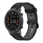 For Amazfit GTR 47mm 22mm Vertical Pattern Two-Color Silicone Watch Band(Black+Grey) - 1