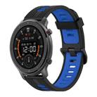 For Amazfit GTR 47mm 22mm Vertical Pattern Two-Color Silicone Watch Band(Black+Blue) - 1