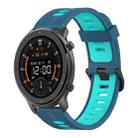 For Amazfit GTR 47mm 22mm Vertical Pattern Two-Color Silicone Watch Band(Blue+Water Duck) - 1