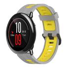 For Amazfit Pace 22mm Vertical Pattern Two-Color Silicone Watch Band(Grey+Yellow) - 1