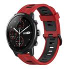 For Amazfit 2 Stratos 22mm Vertical Pattern Two-Color Silicone Watch Band(Red+Black) - 1