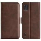 For Nokia C2 2nd Edition Dual-side Magnetic Buckle Horizontal Flip Leather Phone Case(Brown) - 1