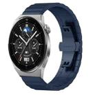 For Huawei Watch GT 3 Pro 46mm 22mm One Bead Butterfly Buckle Metal Steel Watch Band(Blue) - 1