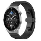 For Huawei Watch GT 3 Pro 43mm 20mm One Bead Butterfly Buckle Metal Steel Watch Band(Black) - 1