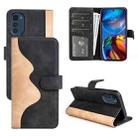 For Motorola Moto E32 4G Stitching Horizontal Flip Leather Phone Case(Black) - 1