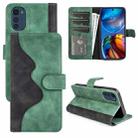 For Motorola Moto E32 4G Stitching Horizontal Flip Leather Phone Case(Green) - 1