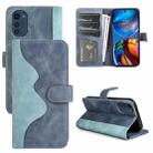 For Motorola Moto E32 4G Stitching Horizontal Flip Leather Phone Case(Blue) - 1