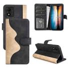 For TCL 303 Stitching Horizontal Flip Leather Phone Case(Black) - 1