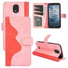 For Nokia C100 Stitching Horizontal Flip Leather Phone Case(Pink Red) - 1