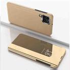 For Samsung Galaxy M33 5G Plated Mirror Horizontal Flip Leather Case with Holder(Gold) - 1