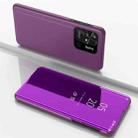 For Xiaomi Redmi 10C Plated Mirror Horizontal Flip Leather Case with Holder(Purple) - 1