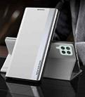 For Samsung Galaxy M33 5G Side Electroplated Adsorption Flip Leather Case(Silver) - 1