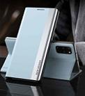 For Samsung Galaxy A13 4G Side Electroplated Adsorption Flip Leather Case(Light Blue) - 1