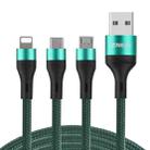 ENKAY ENK-CB120 3 in 1 1.2m USB 3.0 to Type-C / 8 Pin / Micro USB 5A Fast Charging Cable(Green) - 1