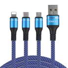 ENKAY ENK-CB121 1.5m 3 in 1 USB 3.0 to Type-C / 8 Pin / Micro USB 5A Fast Charging Cable(Blue) - 1