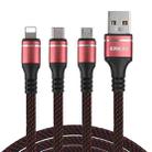 ENKAY ENK-CB121 1.5m 3 in 1 USB 3.0 to Type-C / 8 Pin / Micro USB 5A Fast Charging Cable(Black+Red) - 1