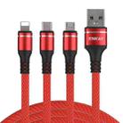 ENKAY ENK-CB121 1.5m 3 in 1 USB 3.0 to Type-C / 8 Pin / Micro USB 5A Fast Charging Cable(Red) - 1