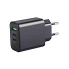 40W Dual PD + QC3.0 Ports Travel Charger for Mobile Phone Tablet(Black EU Plug) - 1