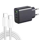 40W Dual PD + QC3.0 Ports Travel Charger with Type-C to Type-C Data Cable(EU Plug) - 1
