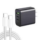 40W Dual PD + QC3.0 Ports Travel Charger with Type-C to Type-C Data Cable(US Plug) - 1