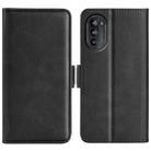 For Motorola Moto G52j 5G Dual-side Magnetic Buckle Flip Leather Phone Case(Black) - 1