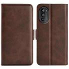 For Motorola Moto G52j 5G Dual-side Magnetic Buckle Flip Leather Phone Case(Brown) - 1