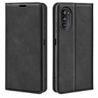 For Motorola Moto G52J 5G Retro-skin Magnetic Suction Flip Leather Phone Case(Black) - 1