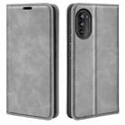 For Motorola Moto G52J 5G Retro-skin Magnetic Suction Flip Leather Phone Case(Grey) - 1