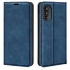 For Motorola Moto G52J 5G Retro-skin Magnetic Suction Flip Leather Phone Case(Dark Blue) - 1