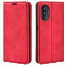 For Motorola Moto G52J 5G Retro-skin Magnetic Suction Flip Leather Phone Case(Red) - 1