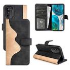 For Motorola Moto G52j 5G Stitching Horizontal Flip Leather Phone Case(Black) - 1