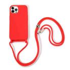 For iPhone 13 Pro Max Crossbody Lanyard Elastic Silicone Phone Case (Red) - 1