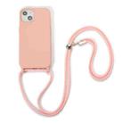 For iPhone 13 mini Crossbody Lanyard Elastic Silicone Phone Case (Pink) - 1
