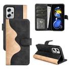 For Xiaomi Redmi Note 11T Pro / Note 11T Pro+  Stitching Horizontal Flip Leather Phone Case(Black) - 1