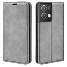 For OPPO Reno8 Pro Retro-skin  Magnetic Suction Leather Phone Case(Grey) - 1