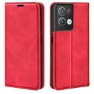 For OPPO Reno8 Pro Retro-skin  Magnetic Suction Leather Phone Case(Red) - 1