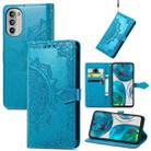 For OPPO Realme C35 Mandala Flower Embossed Horizontal Flip Leather Phone Case(Blue) - 1