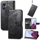 For OnePlus N20 5G Butterfly Love Flower Embossed Flip Leather Phone Case(Black) - 1