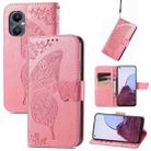 For OnePlus N20 5G Butterfly Love Flower Embossed Flip Leather Phone Case(Pink) - 1